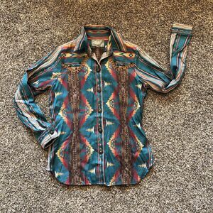 NWT Women's Silverado Houlihan Aztec Western Cowgirl Button Down‎ Shirt Size S